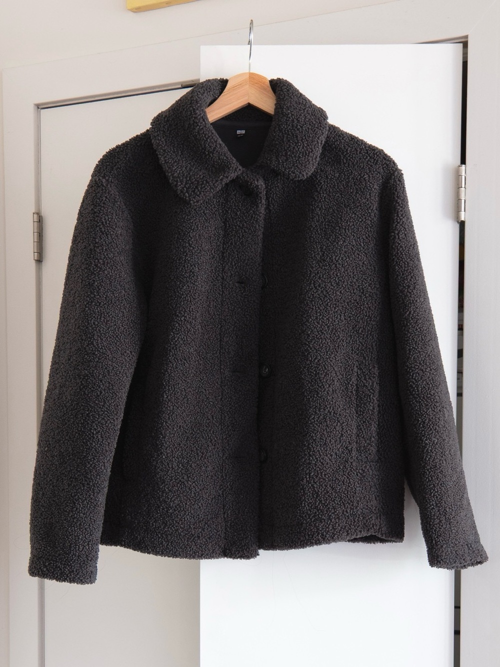 Uniqlo Grey Sherpa Button-Up Jacket